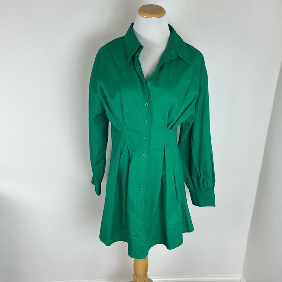 NWT Petal + Pup Green Button Down Dress Size M 100% Cotton - Picture 1 of 5